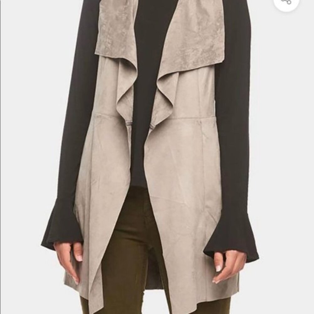 Tart Collections Mason Vest Faux Suede Ultra Soft Waterfall Open Front PoCKeTS